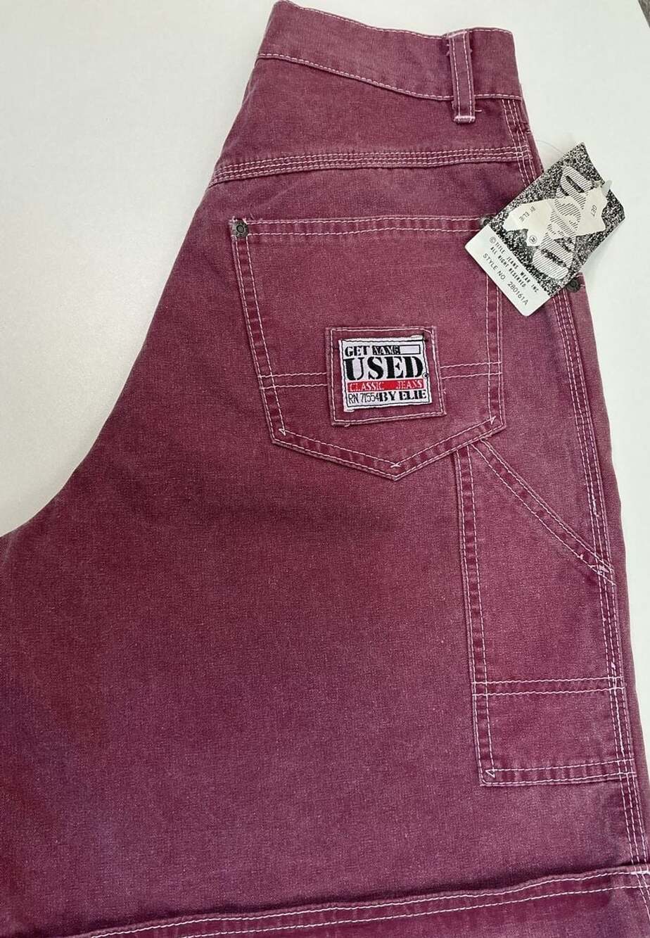Vintage Get Used By Elie Burgundy Carpenter Denim Shorts